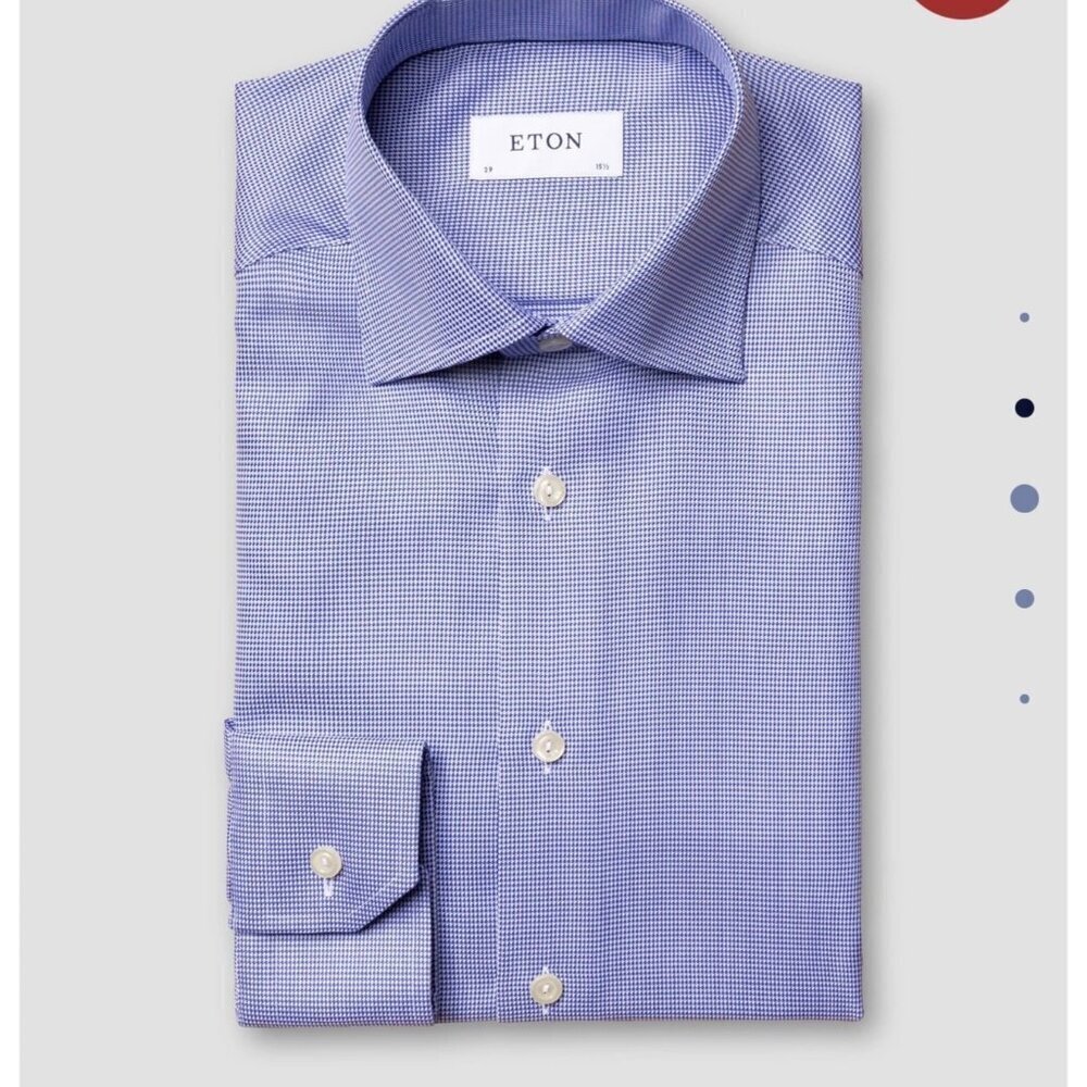 Eton Mid Blue Patterned Textured Twill Shirt Men’s Size 42 / 16.5 (Estimated